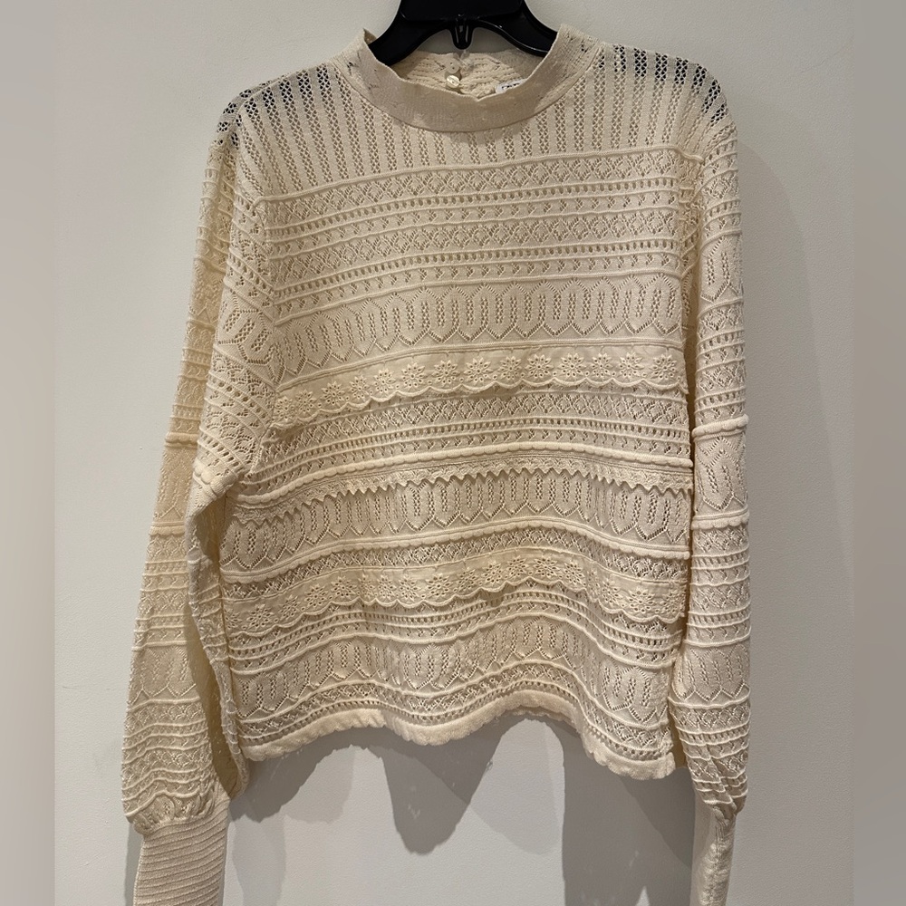 Zara Cream Lace Knit Sweater